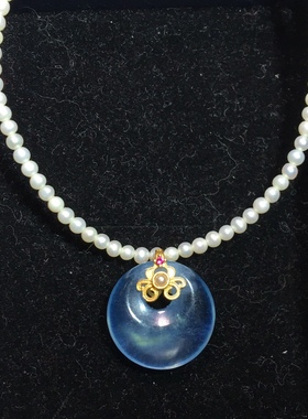 天然海蓝宝公主扣配件S925银镀古法金工艺配饰吊坠滴流满38元包邮