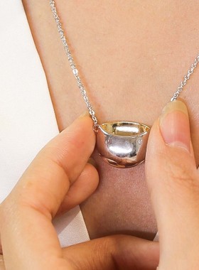 倪上设计银设计女简约项链珐琅