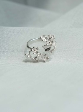 NISHINE/倪上设计原创设计师首饰花韵系列花团锦绣开口银戒指小众