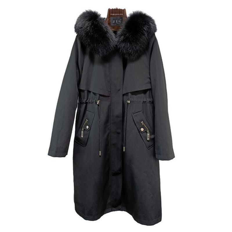 派克服女士气质宽松修身显瘦冬季獭兔毛内胆可拆卸中长款皮草外套,淘宝优惠券,粉丝福利购,淘宝优惠卷