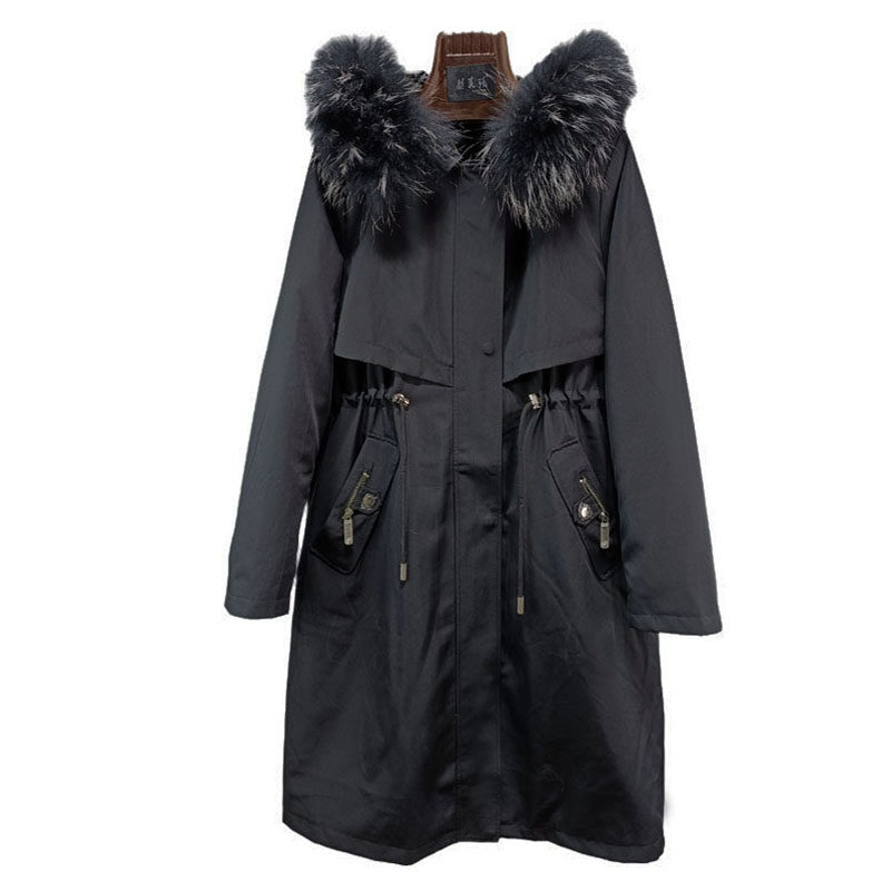 派克服女士气质宽松修身显瘦冬季獭兔毛内胆可拆卸中长款皮草外套,淘宝优惠券,粉丝福利购,淘宝优惠卷
