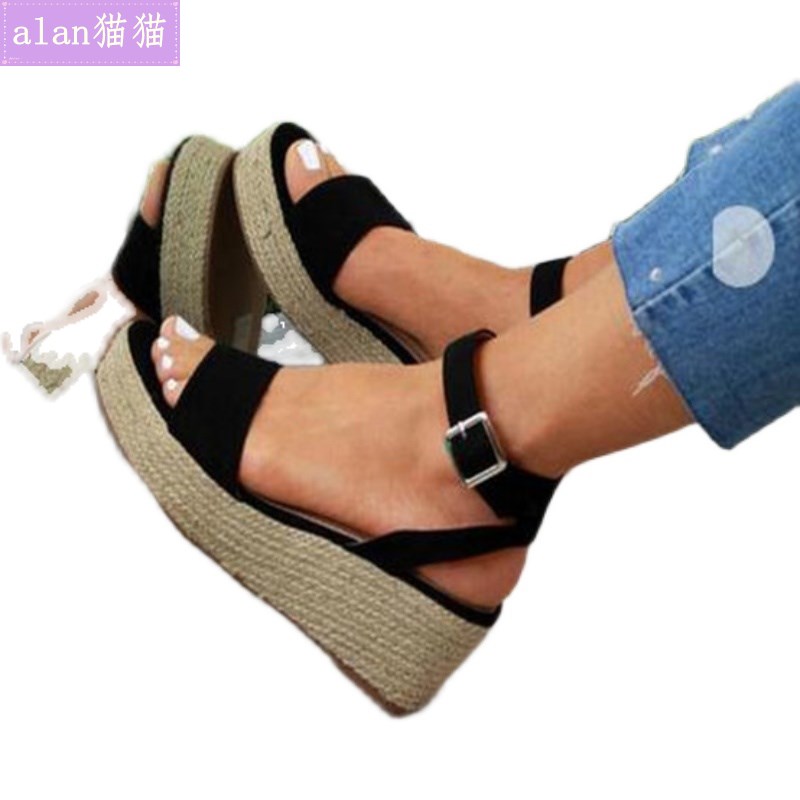 Wedge sandals for women Hemp rope sole platform shoes女凉鞋-图3