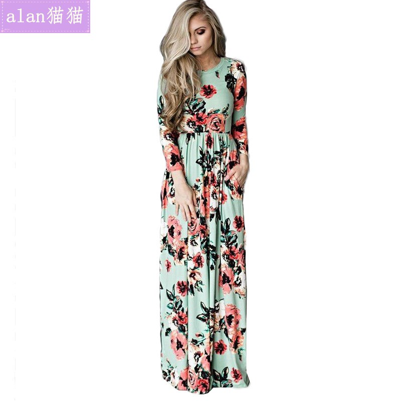 Bohemia Maxi Dresses Women printed flowers Long girl Dress裙 - 图3