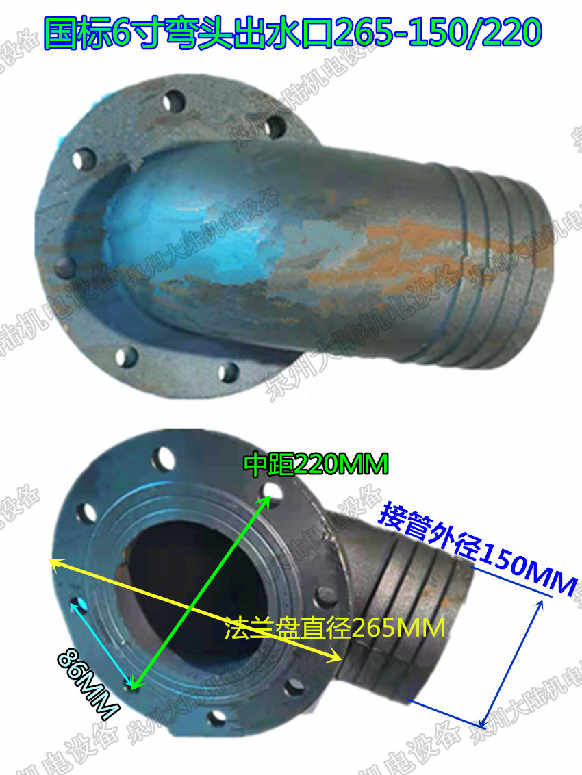 污水泵出水口 法兰出口咀水泵接管1.5/2寸2.5/ 3寸4寸6寸水泵配件 - 图0