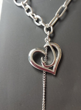 气质简约ab款项链欧美时尚百搭学生女式金属爱心坠 短款锁骨链V33