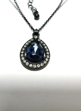 气质简约镶钻水滴项链锁骨链欧美时尚百搭学生女个性哑黑色项饰32