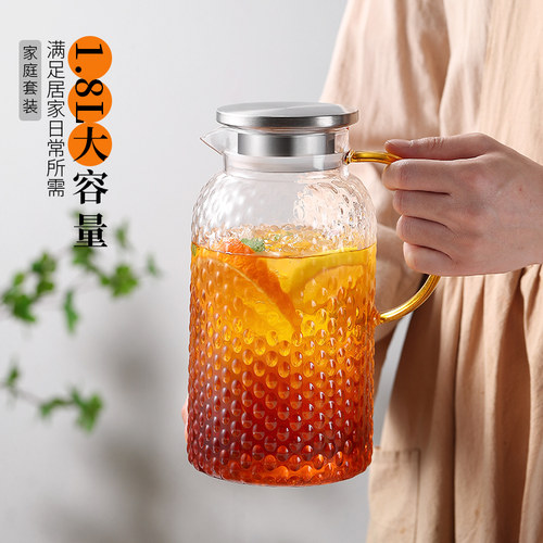 凉水壶家用加厚玻璃水壶耐高温大容量凉白开水杯玻璃花茶壶冷水壶 - 图0