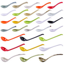 A5 Melamine Cutlery Imitation Porcelain Spoon Ruyi Green Chinese Soup Spoon Bar more soup Spoon Bend hook Spoon Plastic Spoon