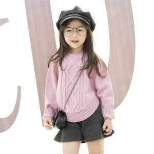 丫逗女童毛衣套头新款宝宝秋冬装小孩毛线衣2-7岁儿童针织打底衫
