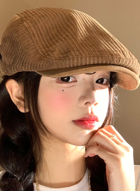 咖色前进帽春秋美拉德复古显脸小