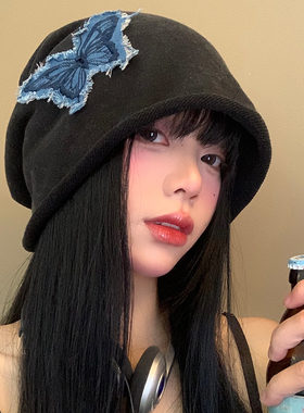 复古蝴蝶堆堆帽薄款宽松包头冷帽