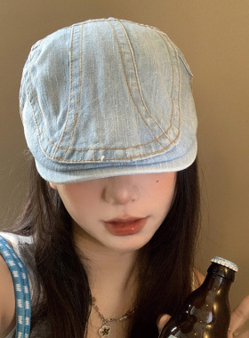 水洗牛仔前进帽日系复古显脸小