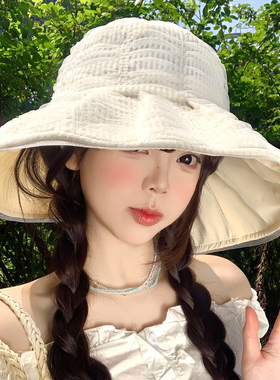 大帽檐泡泡纱渔夫帽女夏季户外