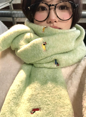 可爱腊肠狗针织围巾韩系百搭加厚