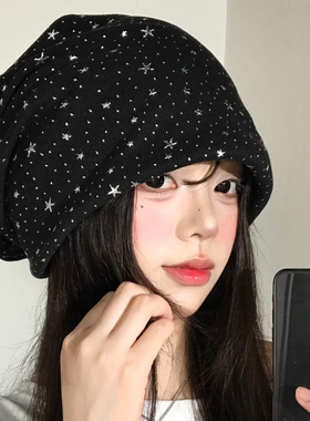 黑色星星堆堆帽女夏季薄款显脸小