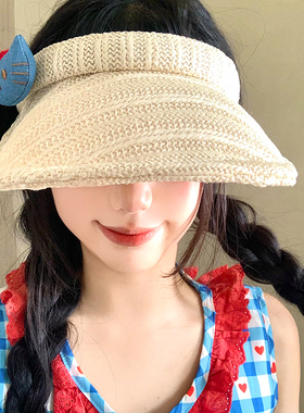 可爱Kitty猫空顶草帽女夏季遮阳