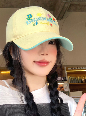花朵刺绣棒球帽女韩版百搭大头围