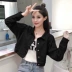 Mùa xuân và mùa thu 2019 của phụ nữ mới thời trang Hàn Quốc giản dị phong cách Harajuku áo sơ mi dài tay ngắn phần áo khoác denim mỏng nữ - Áo khoác ngắn áo khoác nữ 2021 Áo khoác ngắn