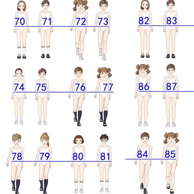 正面少年幼儿童模男女学生人体素材PS手绘画校服装设计效果图国风
