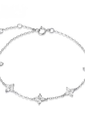 ECHOZOE通体S925纯银四叶草锆石细手链叠戴女小众设计高级感手饰