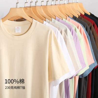 新疆棉230g平方圆领短袖T恤不透
