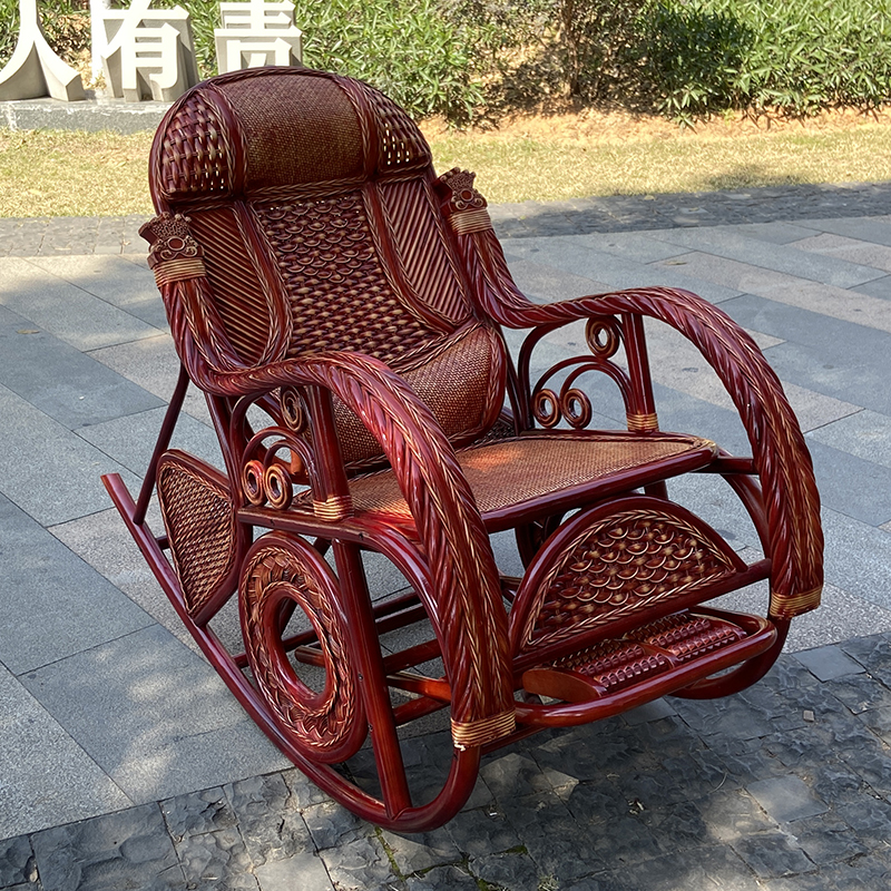 天然藤椅阳台休闲椅子家用高端真藤摇摇椅老人沙发躺椅懒人逍遥椅 - 图1