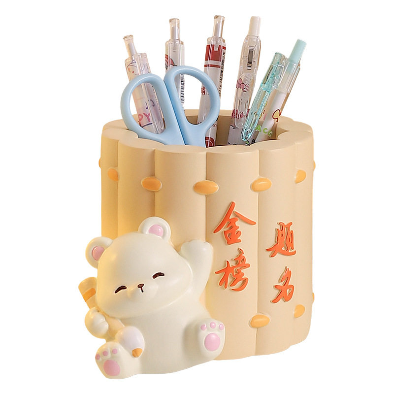 潮玩创意萌宠笔筒桌面收纳树脂摆件学生书桌高级儿童礼物,淘宝优惠券,粉丝福利购,淘宝优惠卷