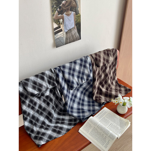 日韩系复古格纹鱼尾半身裙女春夏法式度假风洋气质包臀a字长裙子 - 图3