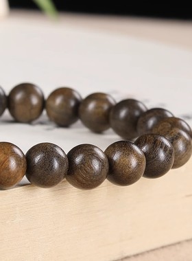 奇楠沉香木手串东陵玉节节高升绿竹节单圈男女木质手链平安配饰款