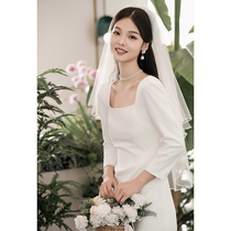 White Moon Long Sleeve | Please deer Mr. Deer Gentlemans style square collar Stretch Long neckline Neckline With a small gown with a dress