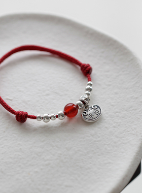 女纯银复古国风平安锁手链脚链