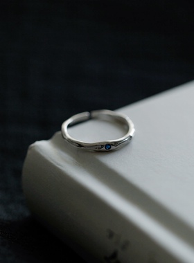 女925纯银简约肌理感不规则戒指