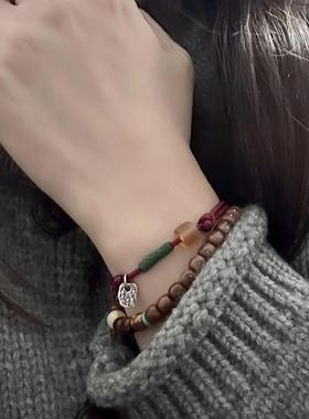 上上吉 扎基拉姆藏式风纯银手绳新年好运复古红绳手链平安守护神