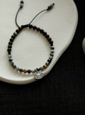 999足银复古文艺手链招财小银锁