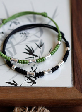 纯银竹节手绳上岸好运情侣手链