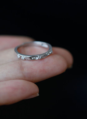 设计感小众足银999男女锆石戒指