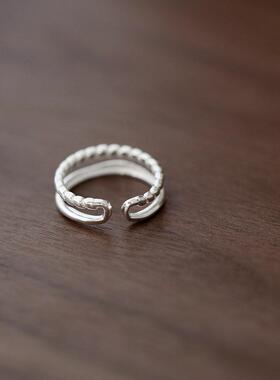 韩系戒指双层麻花小众不规则戒环