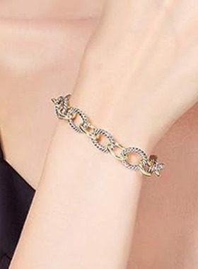 欧美流行嘻哈时尚双色拼接0式手环手饰几何麻花手链女 厂家现货