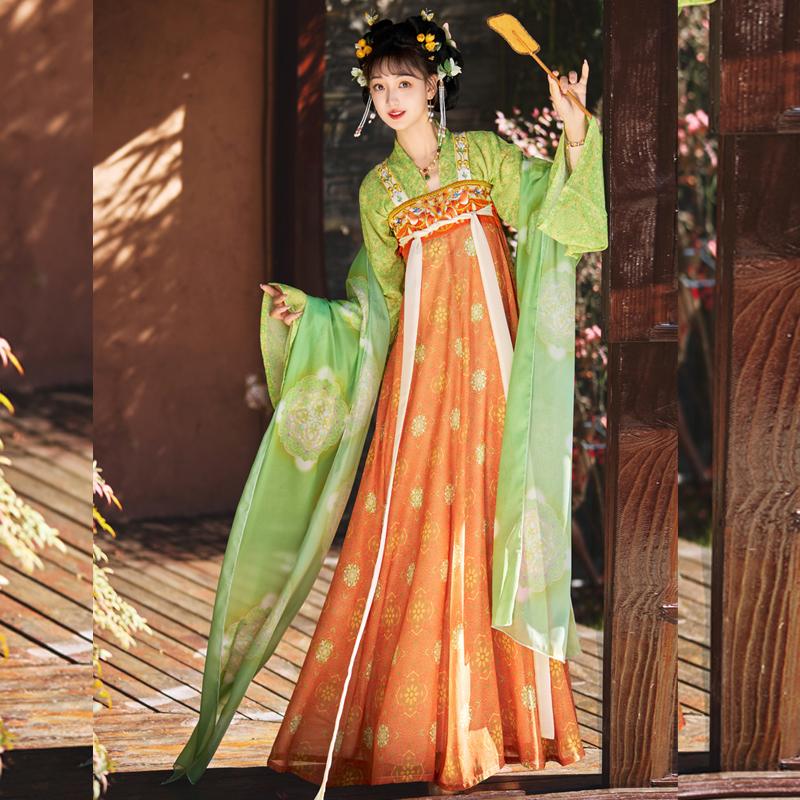 汉千禄长安花原创汉服女唐制复原款一片式刺绣齐胸八破裙套装显瘦 - 图1