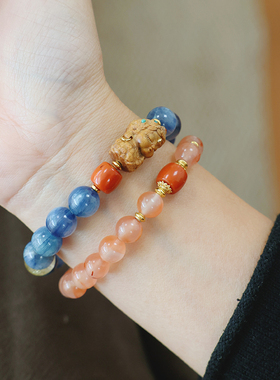 天然冰飘南红玛瑙手串本命年开运