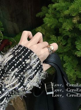 CeroEnMi黄铜镀金甜酷女戒指戒环