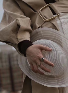 戒指小众时髦光面圆形切割感女