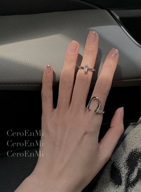 ceroenmi马蹄戒指开口女银色简约