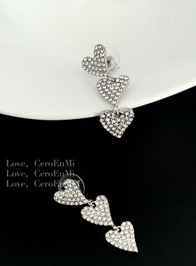 CeroEnMi甜酷爱心锆石耳环女