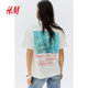 HM women's T-shirt autumn Snoopy American round neck large profile printed short-sleeved bottoming shirt top 1260635