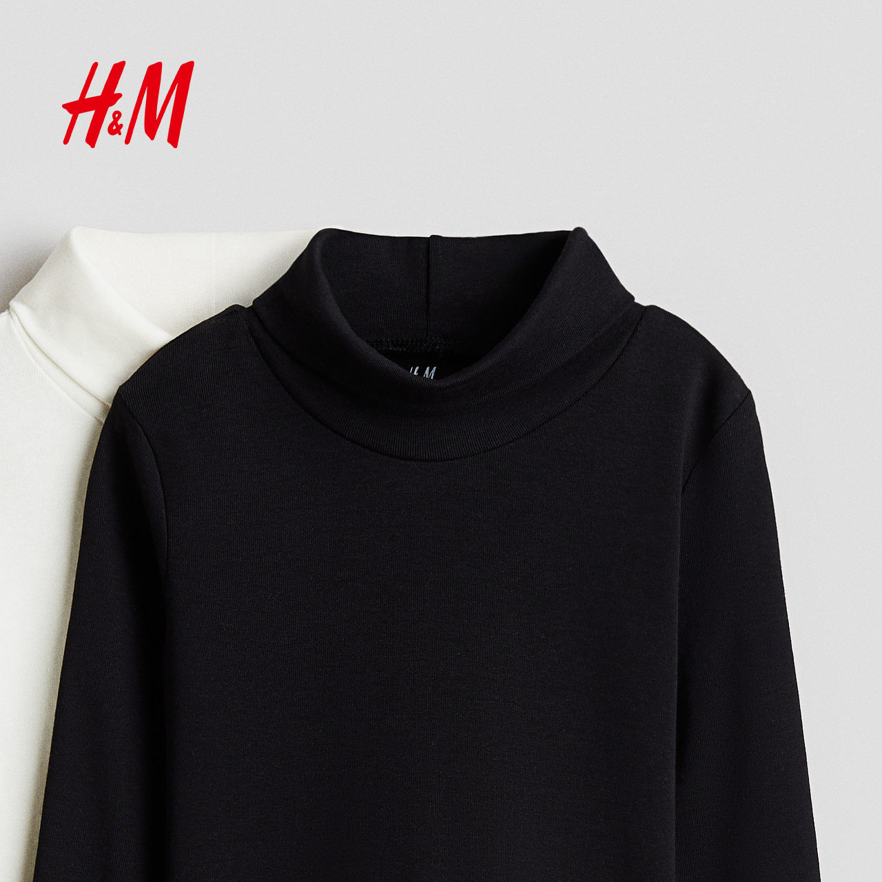 HM童装儿童男童女童T恤2件装冬季打底衫保暖圆高领上衣1129572,淘宝优惠券,粉丝福利购,淘宝优惠卷