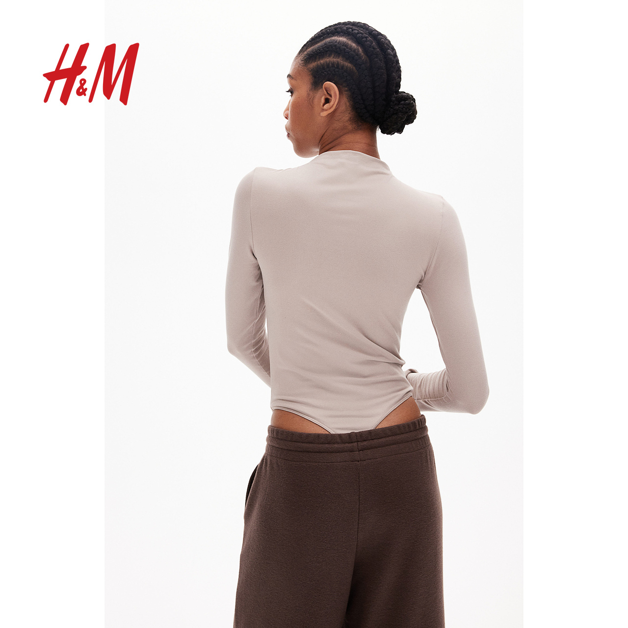 HM女士打底衫秋季高领连体紧身衣1254797 - 图2