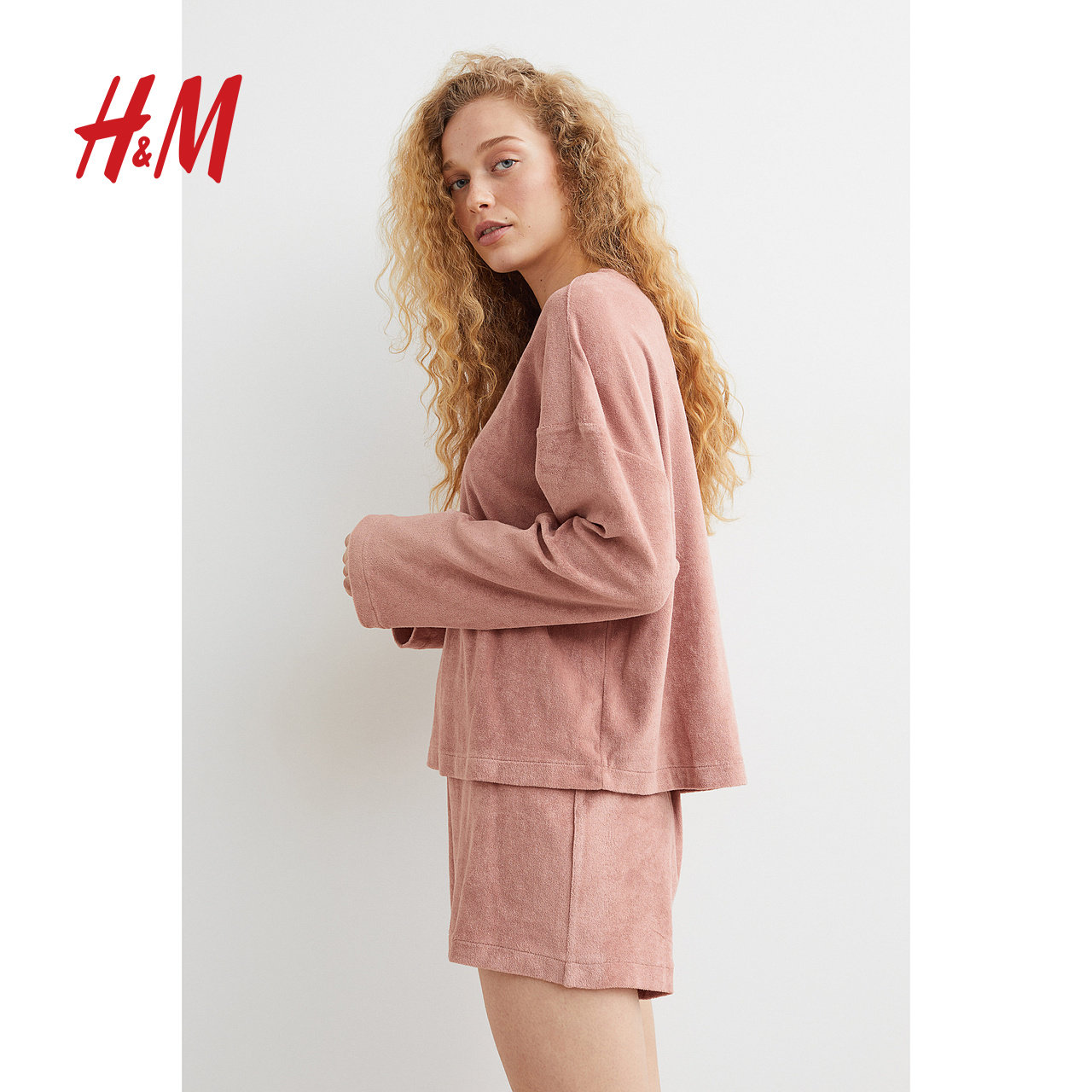 hm女士内衣睡衣套装毛绒质感短裤 HM睡衣/家居服套装