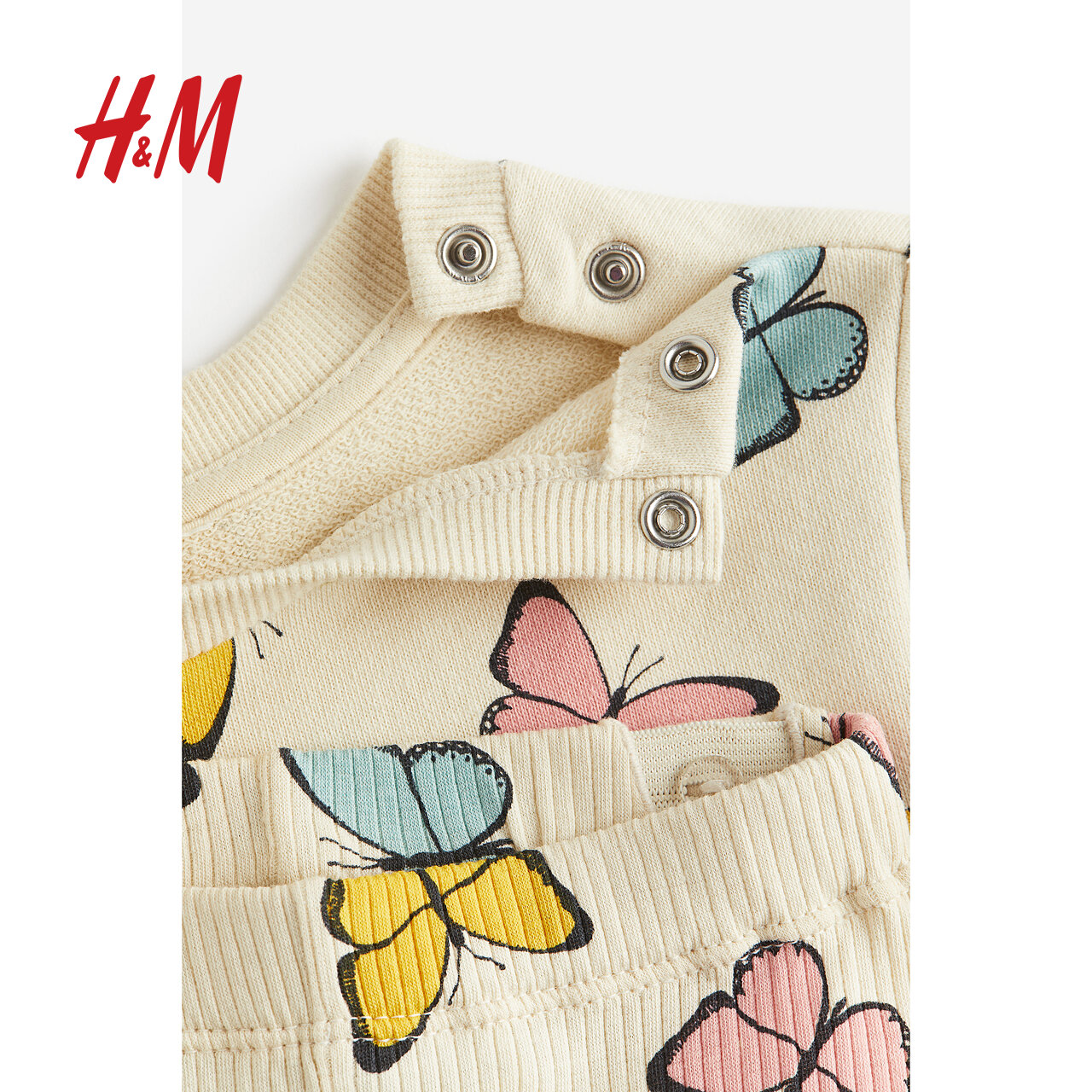 HM童装女婴套装2件式2024夏季新品柔软卫衣和打底裤套装1192777 - 图1