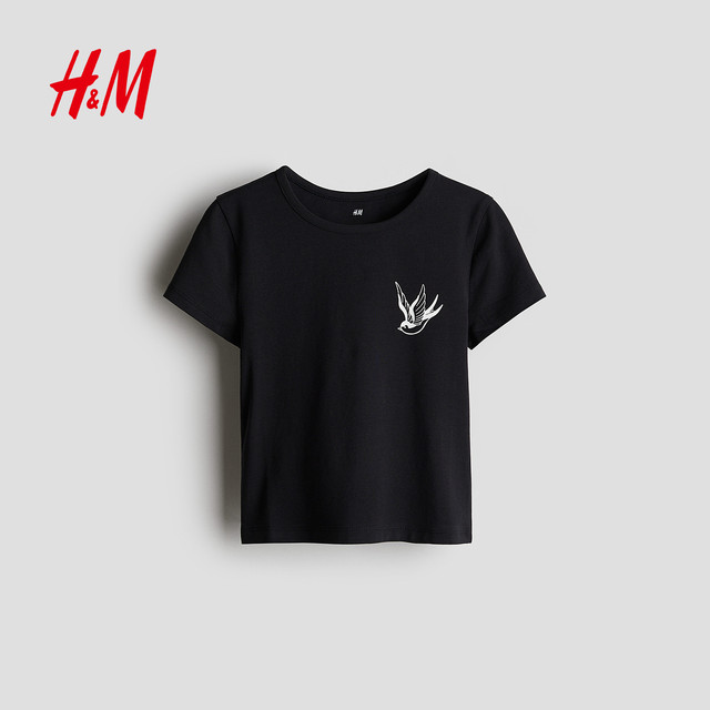 HM children's clothing children's boys and girls T-shirts 2025 new comfortable and casual printed round neck short-sleeved top 1272040